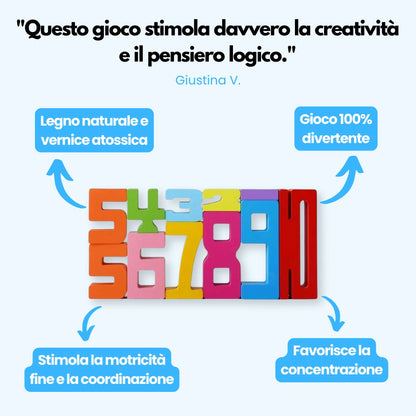 NumberBlocks™ – Gioco di Costruzioni in Legno Montessori