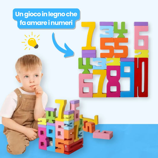 NumberBlocks™ – Gioco di Costruzioni in Legno Montessori